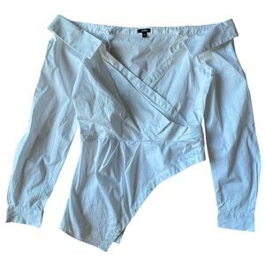 Express Off The Shoulder Asymmetrical Wrap Top